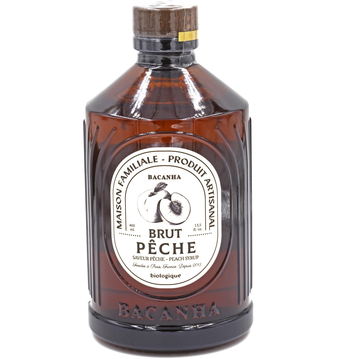 Bacanha - Peach  Organic Syrup - 400ml / 13.52oz glass bottle