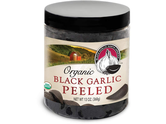 black garlic organic peeled cloves - 13oz - kosher certified