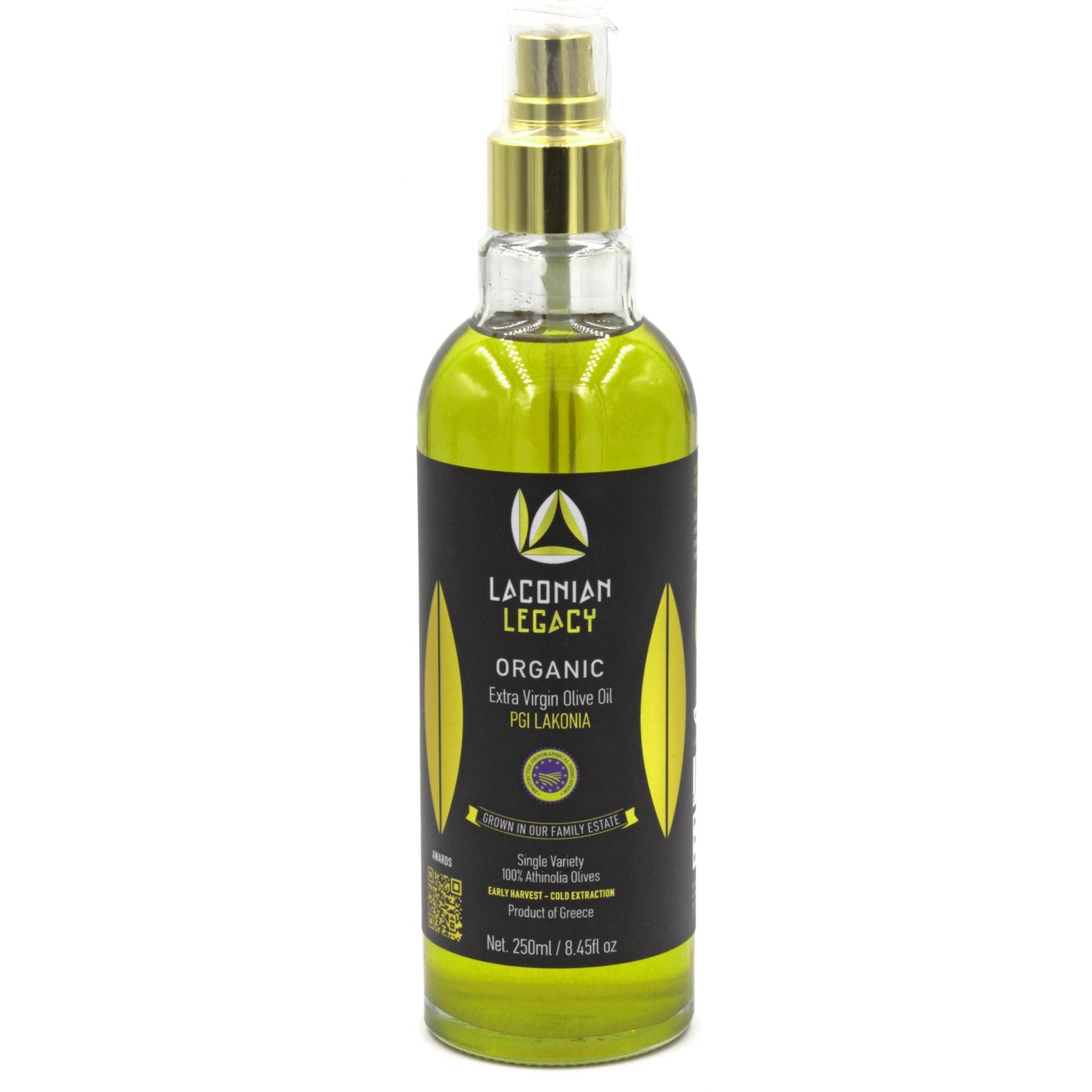 2023 Laconian Legacy Family Estate "Organic" Extra Virgin Greek Olive Oil (100% Athinolia Olives) Pump Bottle