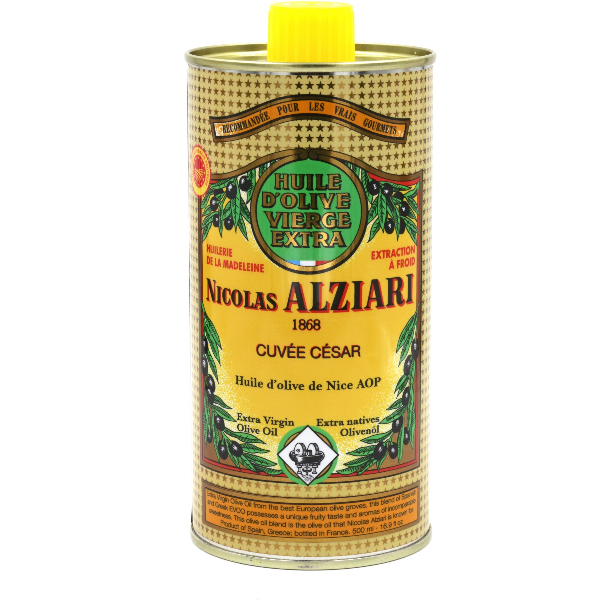 nicolas alziari "cuvee cesar" evoo, (500ml / 16.9 fl oz) aop nice, france