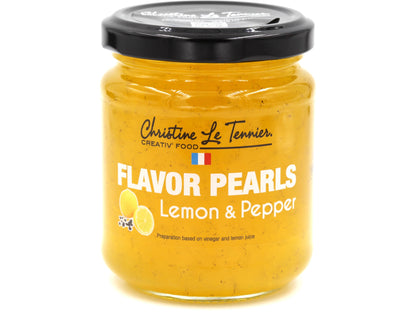 christine le tennier flavored pearls, 7oz jar, france lemon & pepper